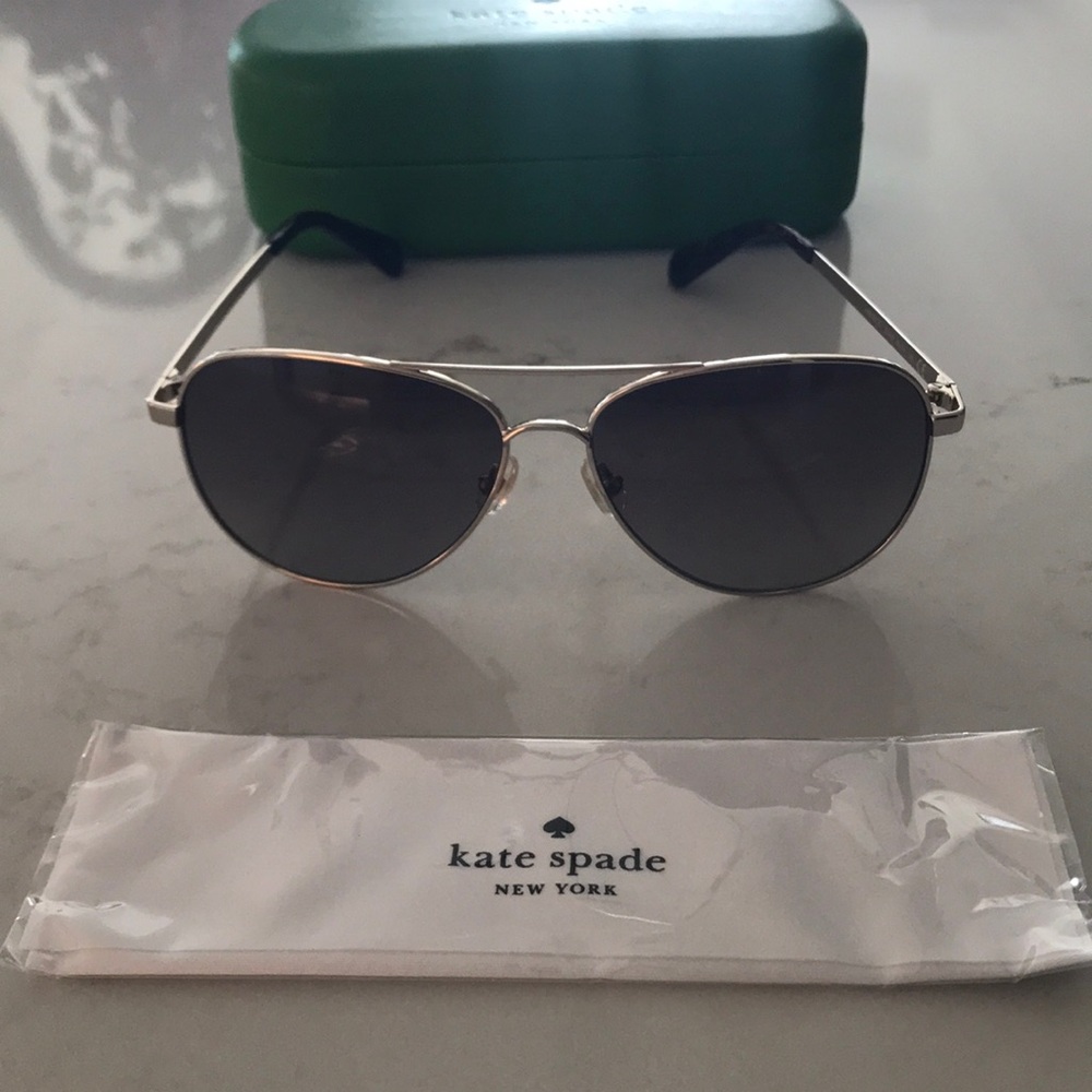 New in box Kate Spade Varese Aviator Sunglasses Gray Lenses gold & tortoiseshell